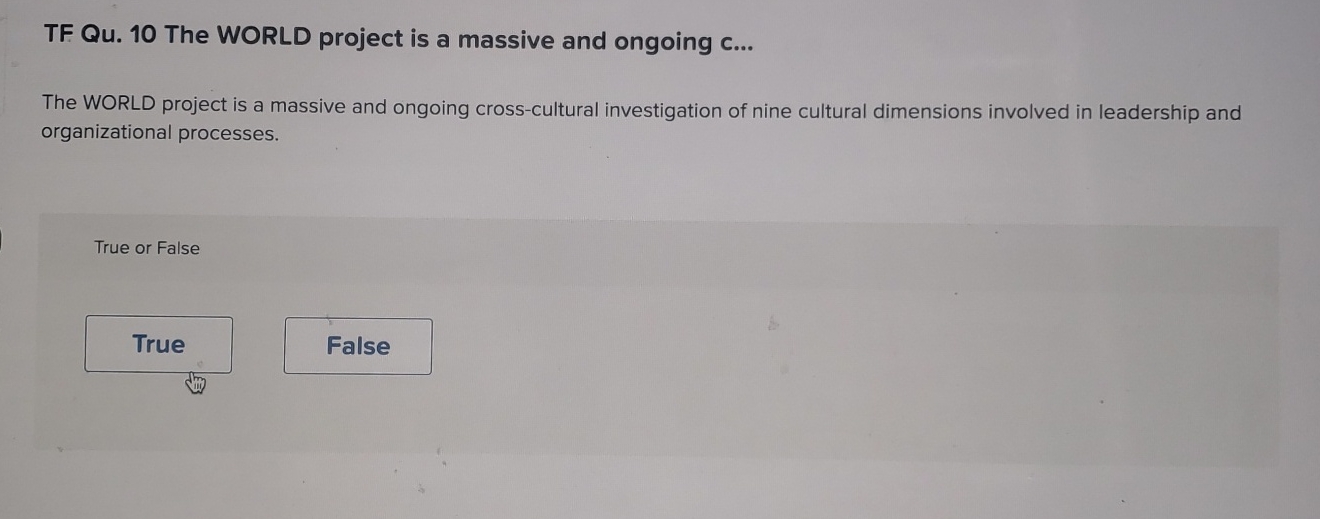  TF Qu.10 The WORLD project is a massive and ongoing c...