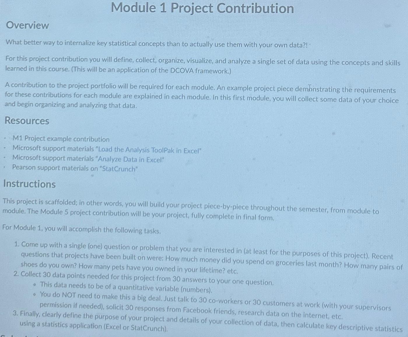  Module 1 Project Contribution Overview What better way to internalize key