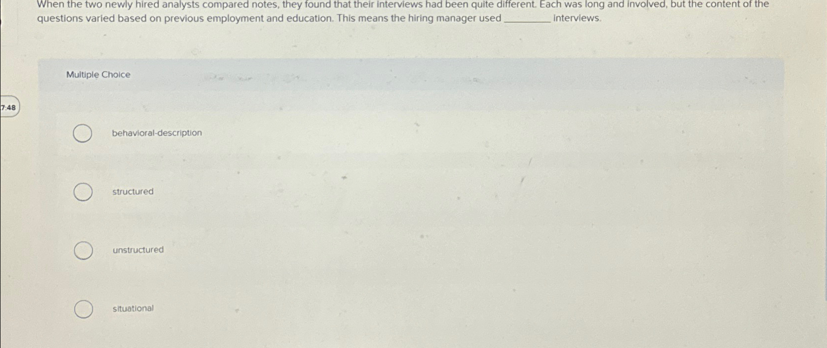  When the two newly hired analysts compared notes, they found that