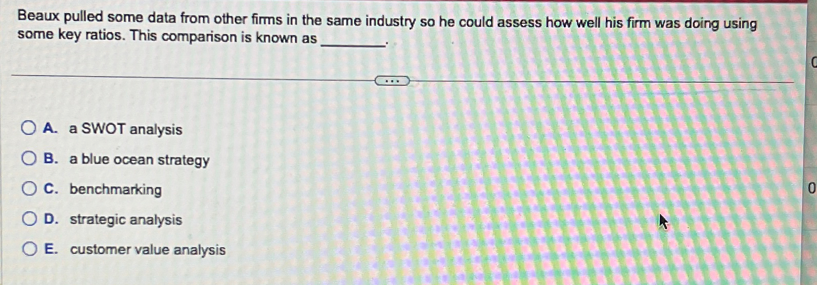  Beaux pulled some data from other firms in the same industry