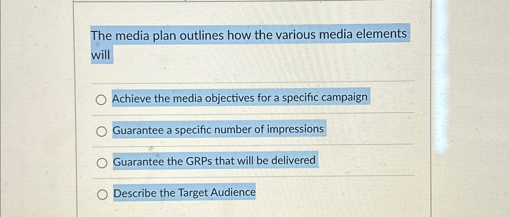  The media plan outlines how the various media elements will Achieve