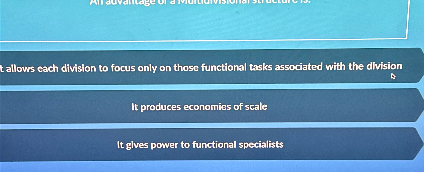  t allows each division to focus only on those functional tasks