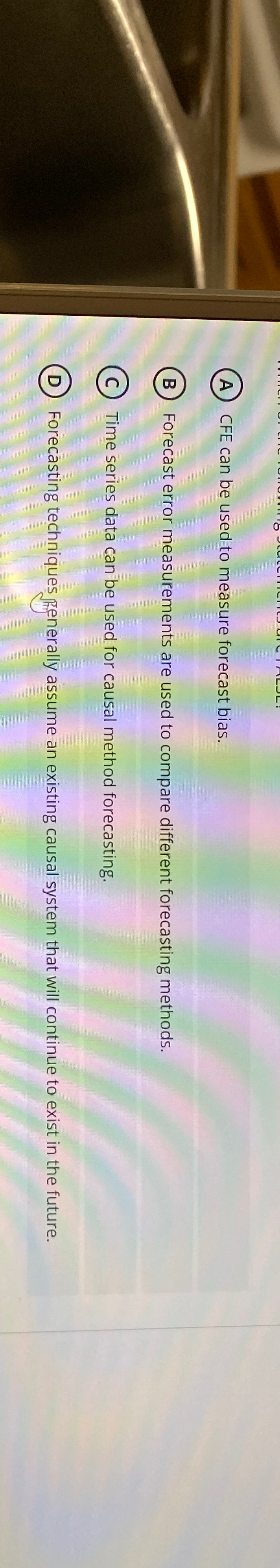 (A) CFE can be used to measure forecast bias. B Forecast