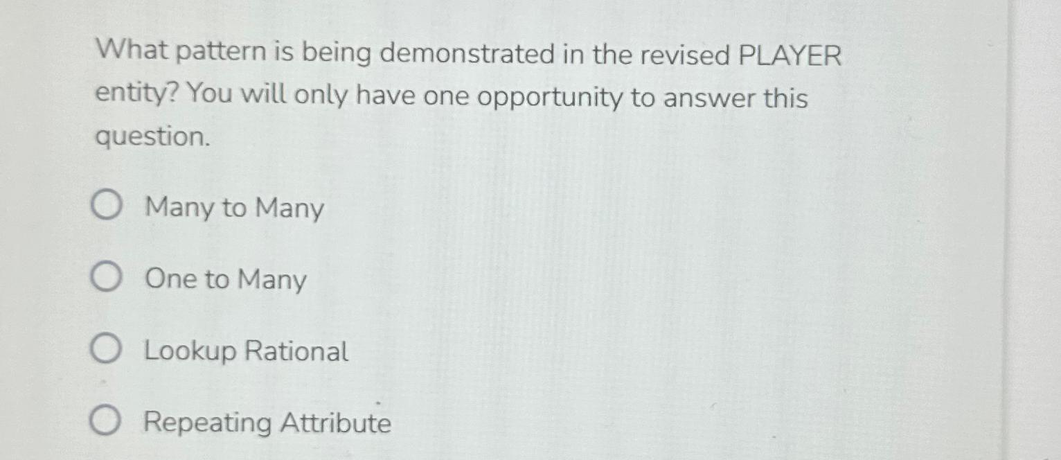  What pattern is being demonstrated in the revised PLAYER entity? You