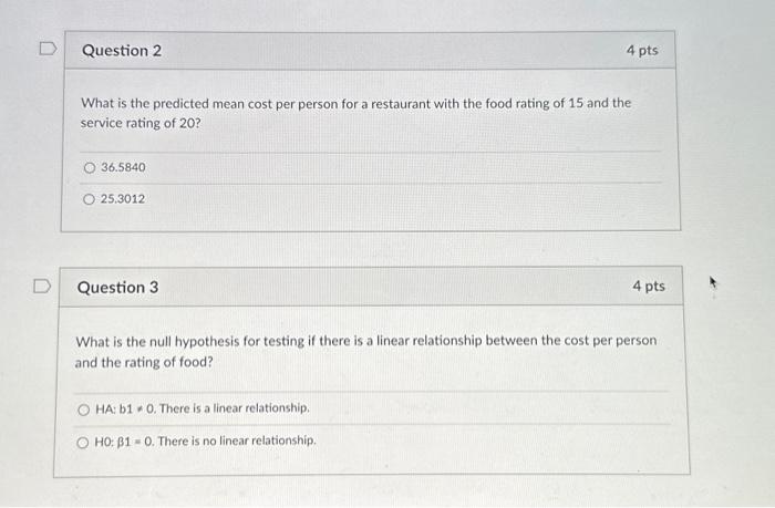 a magazine showing ratings of restaurants in Florida. She wants to develop
