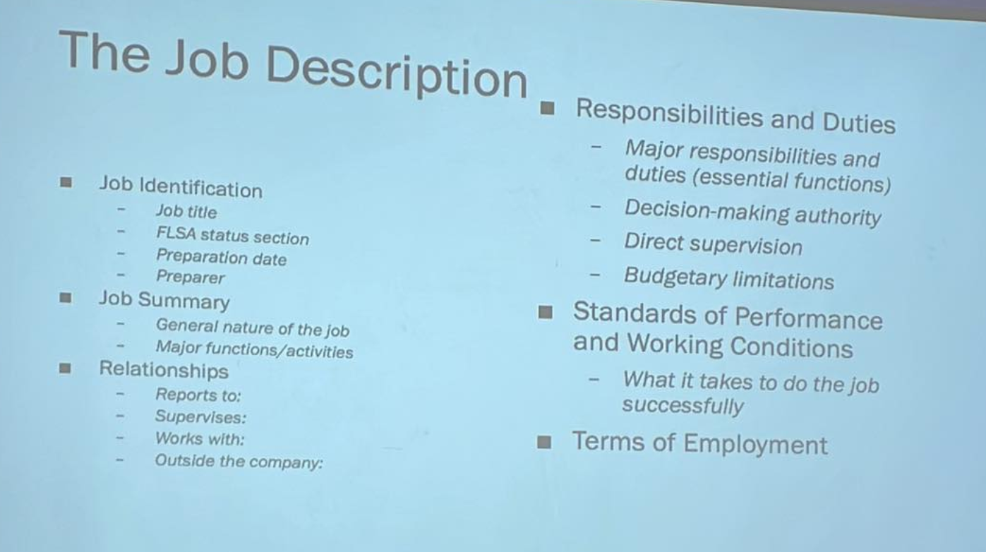  Help me write a Job Description based on the following steps