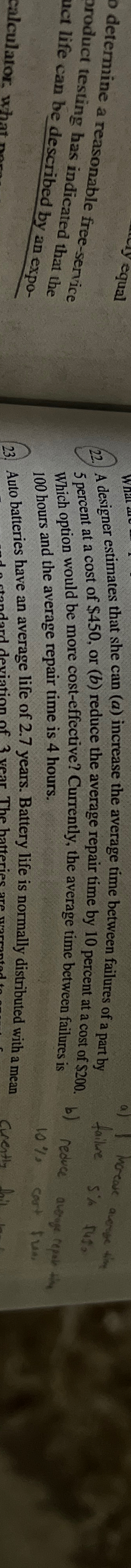  A designer estimates that she can (a) increase the average time