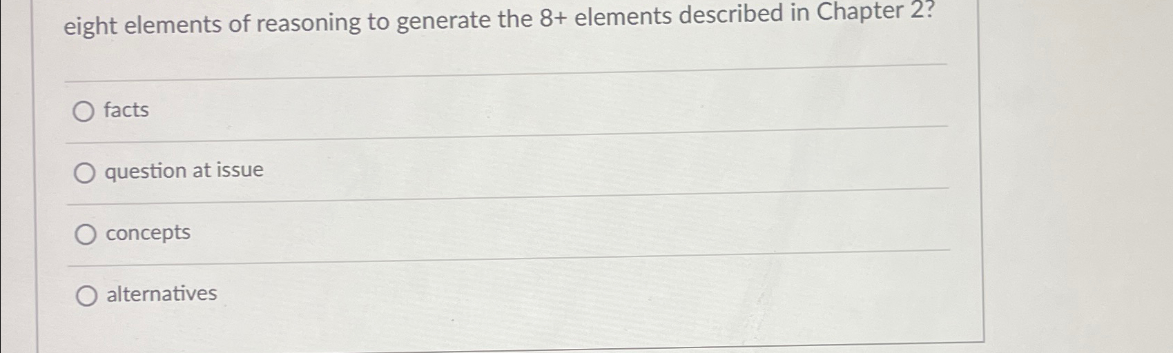  eight elements of reasoning to generate the 8+ elements described in