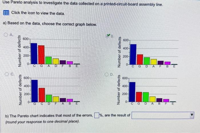 investigate the data collected on a printed-circuit-board assembly line. Click the icon