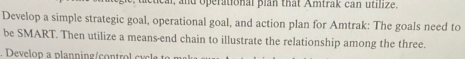  Develop a simple strategic goal, operational goal, and action plan for