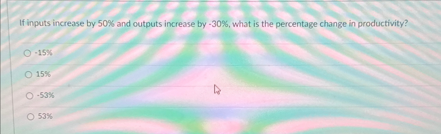  If inputs increase by 50% and outputs increase by -30%, what
