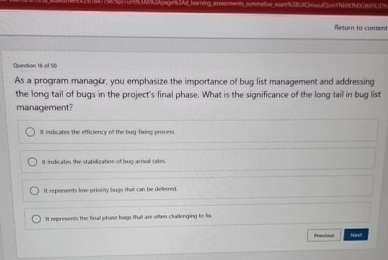  Retien io content Quevion is at sid As a program manag