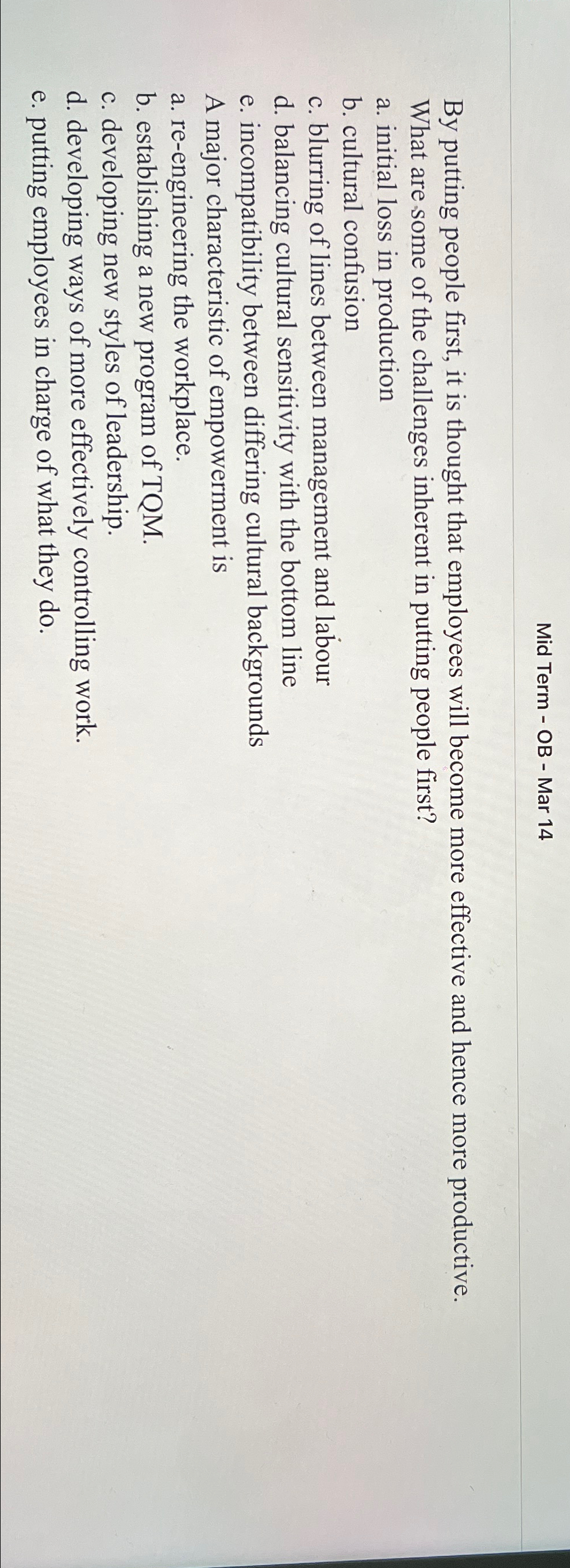  Mid Term - OB - Mar 14 By putting people first,