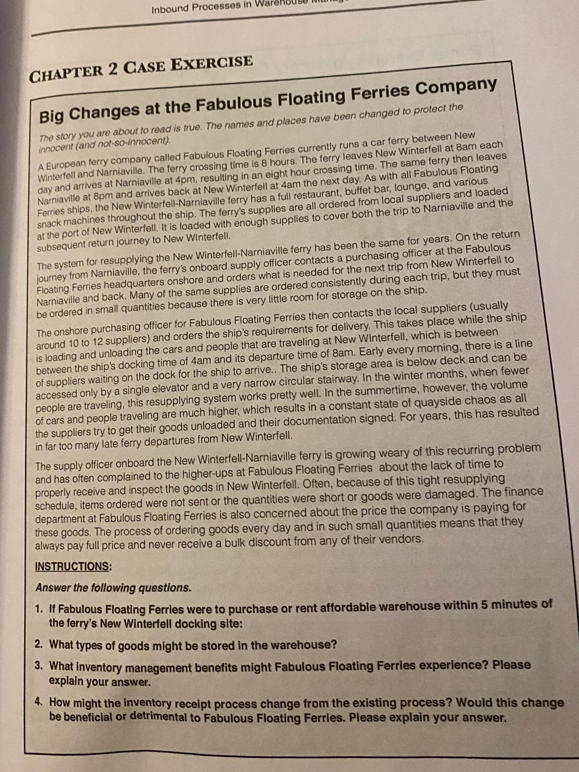  Inbound Processes in CHAPTER 2 CASE EXERGISE Big Changes at the