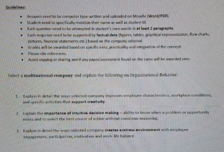  Guidelines: Arswers need to be computer type written and uploaded on