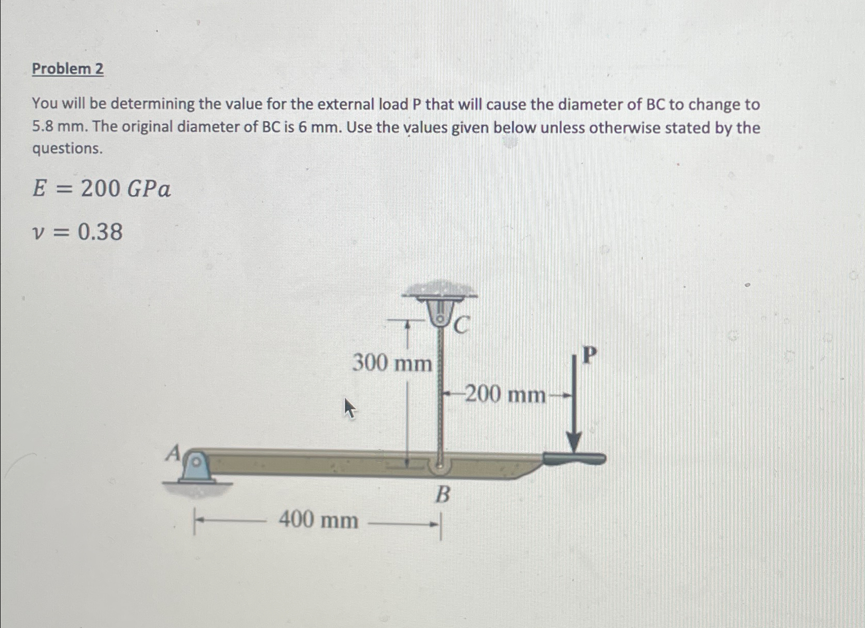  Problem 2 You will be determining the value for the external