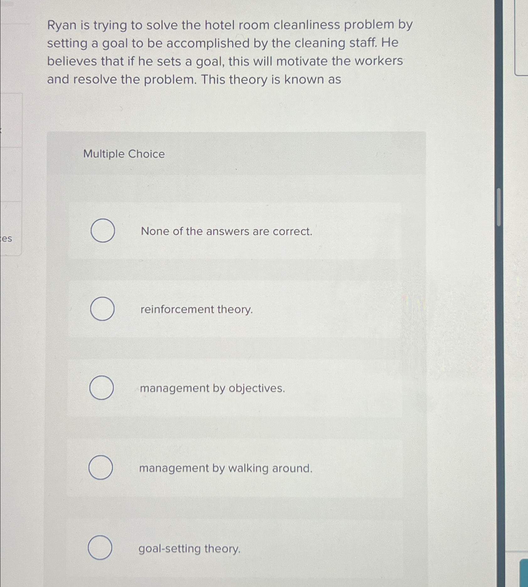  Ryan is trying to solve the hotel room cleanliness problem by