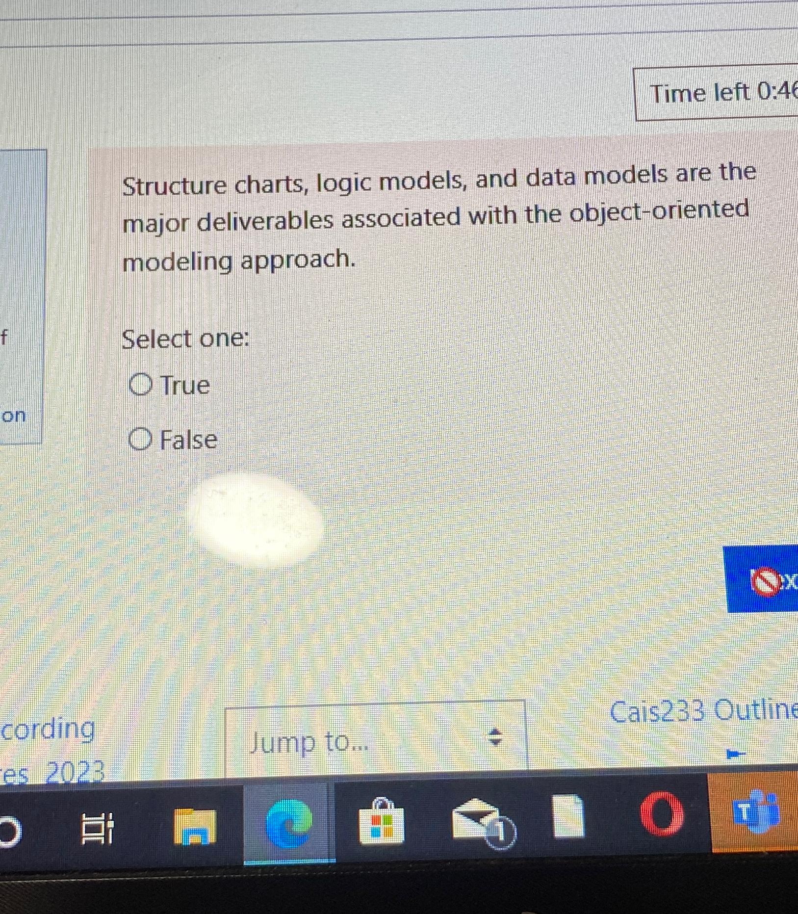  Time left 0:4 Structure charts, logic models, and data models are
