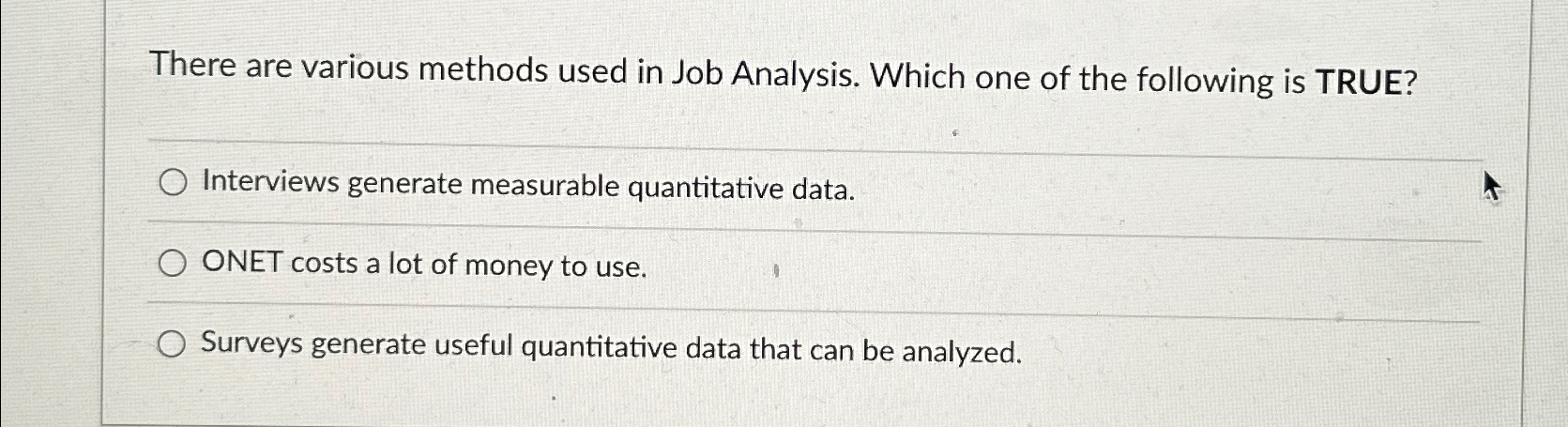  There are various methods used in Job Analysis. Which one of