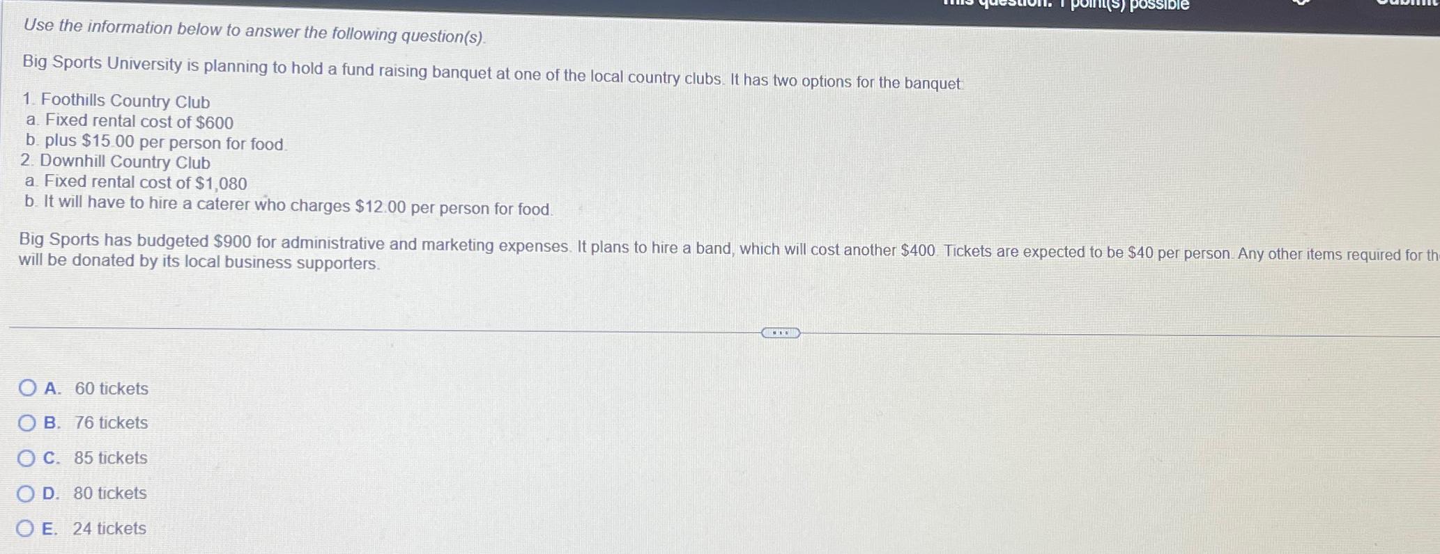  Use the information below to answer the following question(s). Big Sports