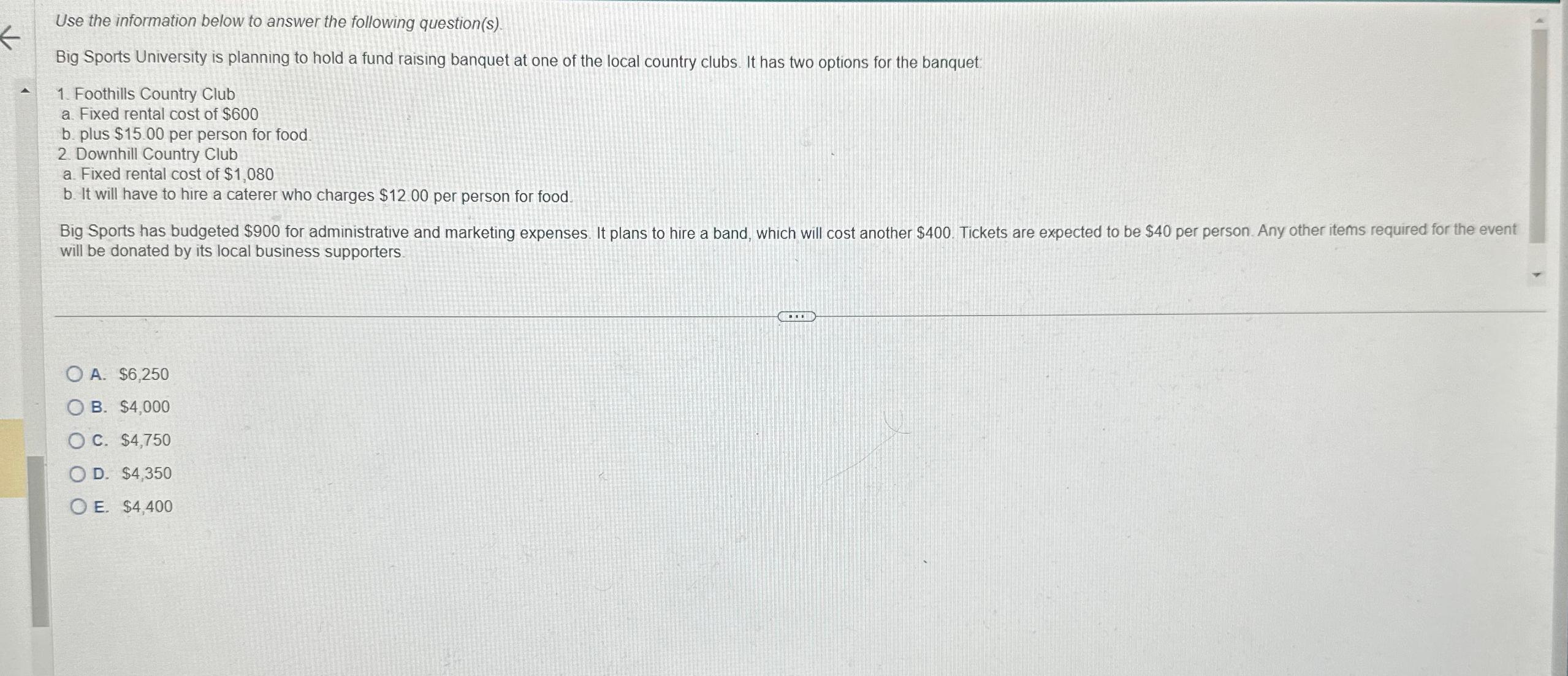  Use the information below to answer the following question(s). Big Sports