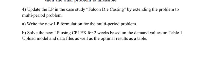  Update the LP in the case study "Falcon Die Casting" by
