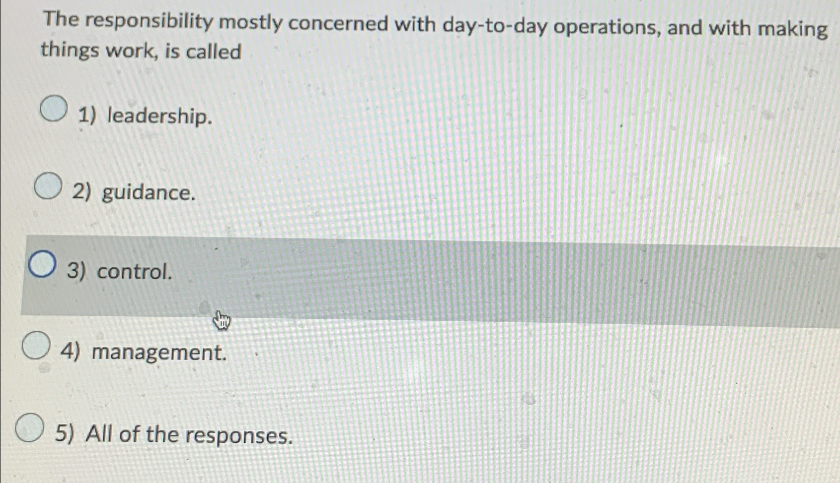  The responsibility mostly concerned with day-to-day operations, and with making things