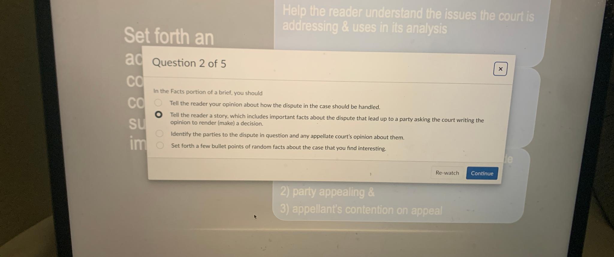  Help the reader understand the issues the court is Set forth