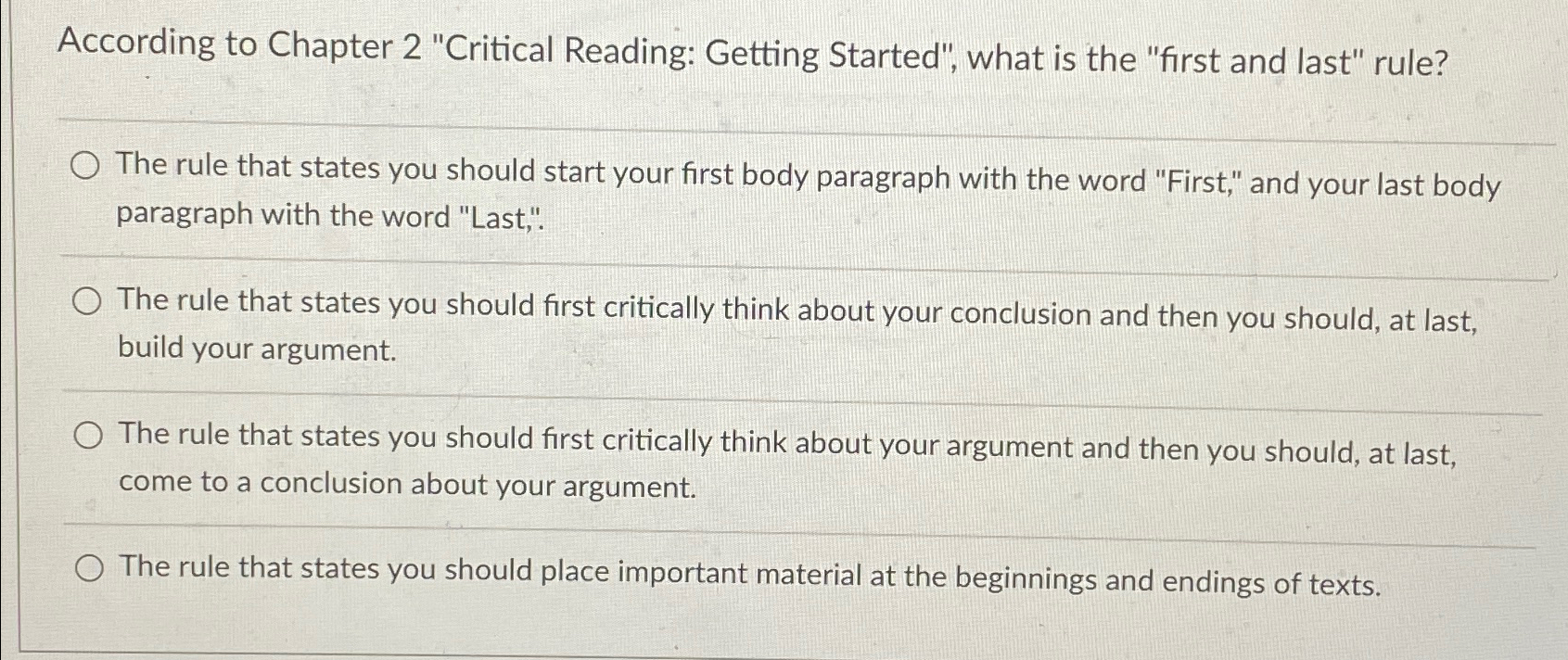  According to Chapter 2 "Critical Reading: Getting Started", what is the