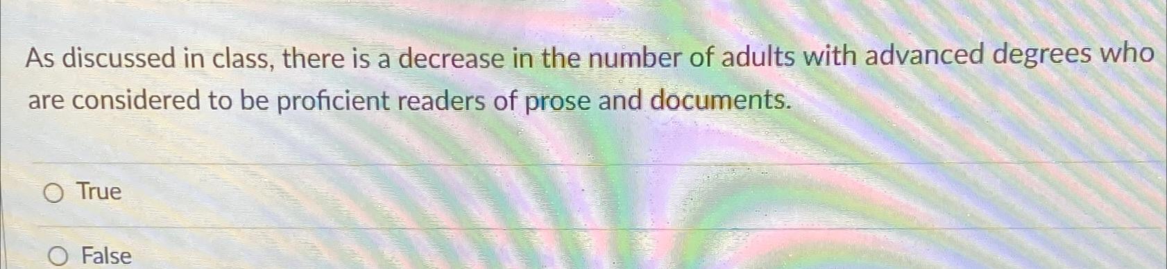  As discussed in class, there is a decrease in the number