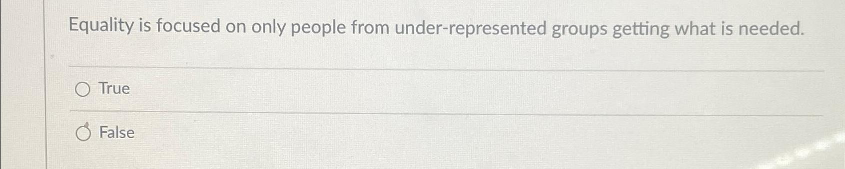  Equality is focused on only people from under-represented groups getting what