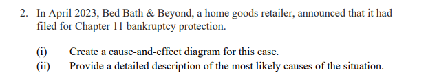  In April 2023, Bed Bath & Beyond, a home goods retailer,