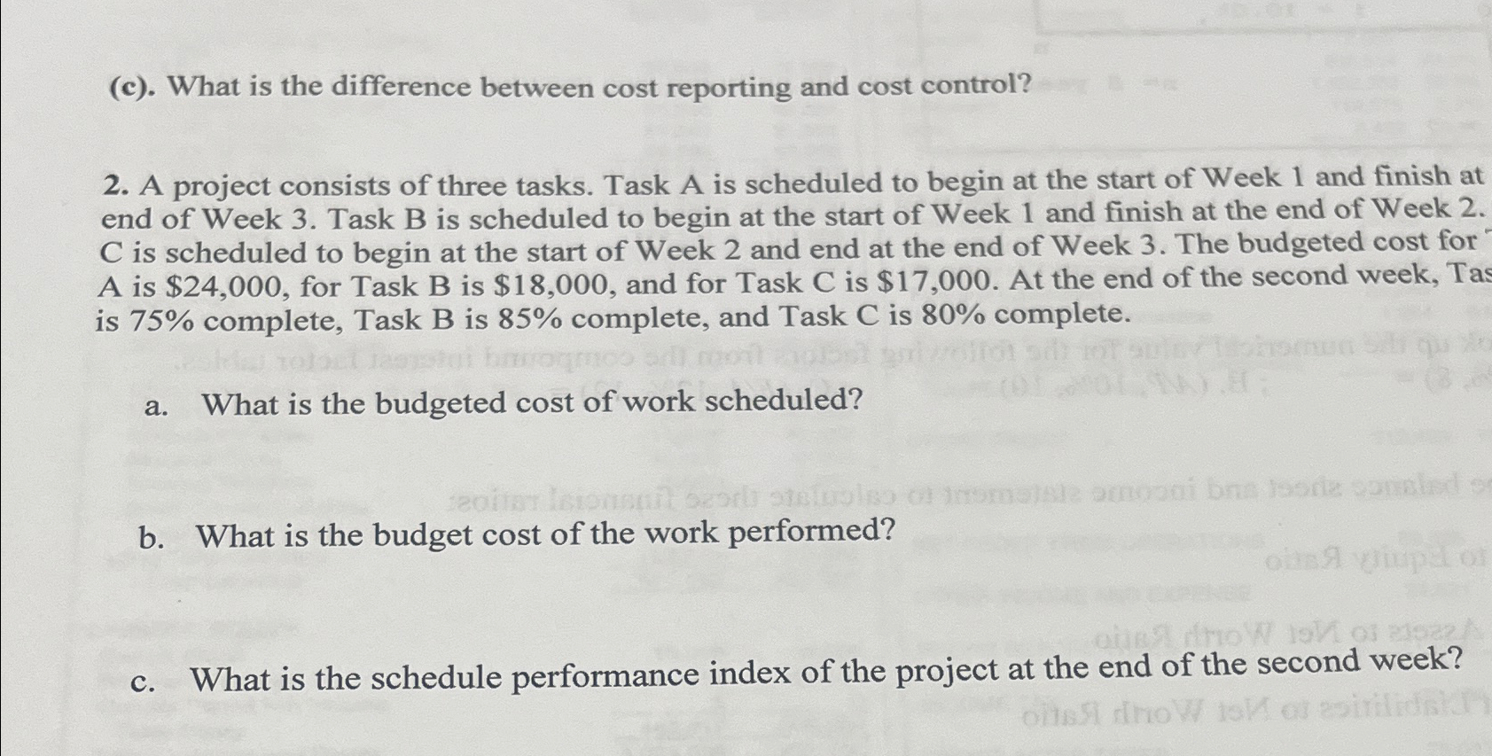  (c). What is the difference between cost reporting and cost control?
