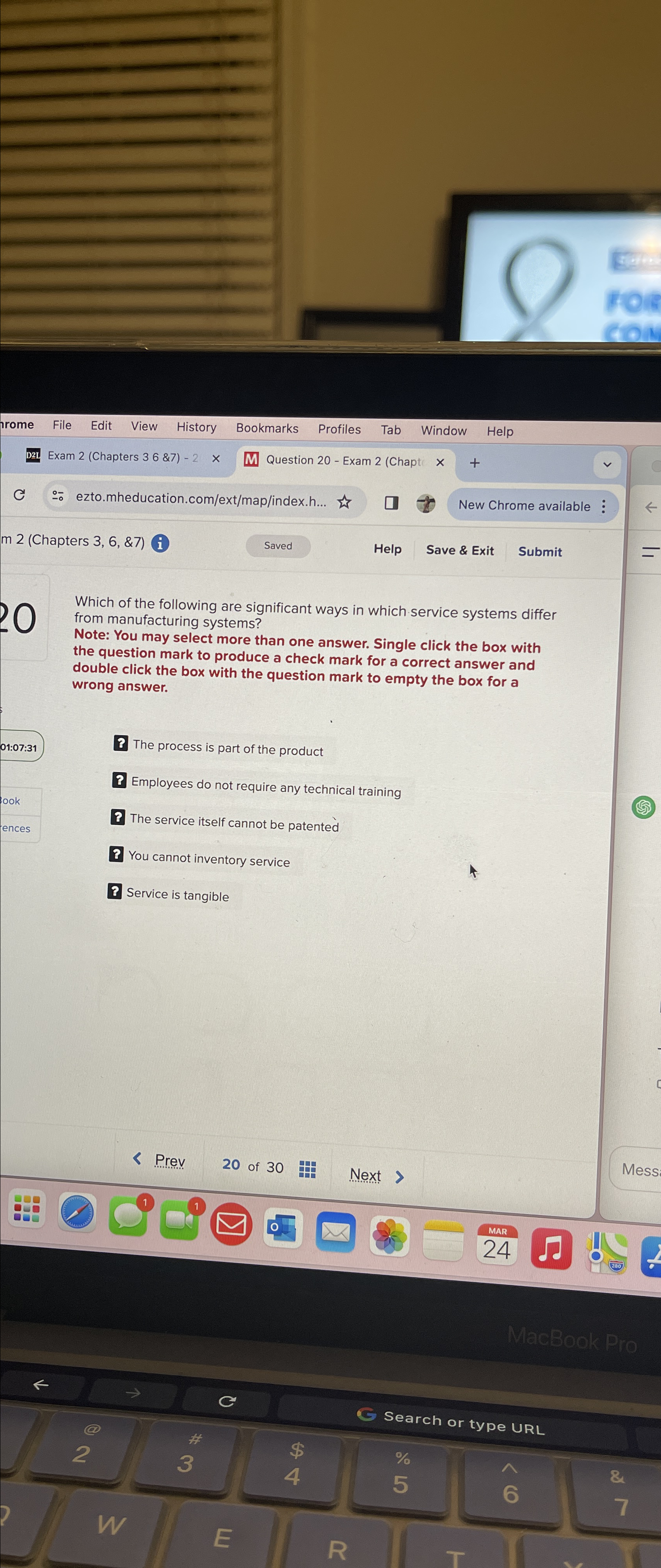  m 2(Chapters 3,6, &7) (i) Saved Help Save & Exit Submit