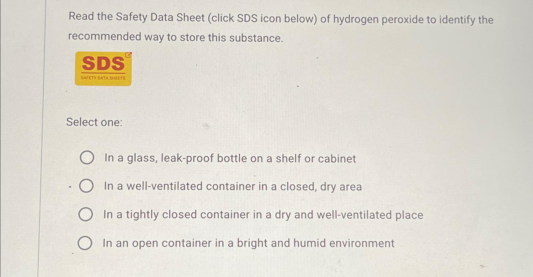  Read the Safety Data Sheet (click SDS icon below) of hydrogen
