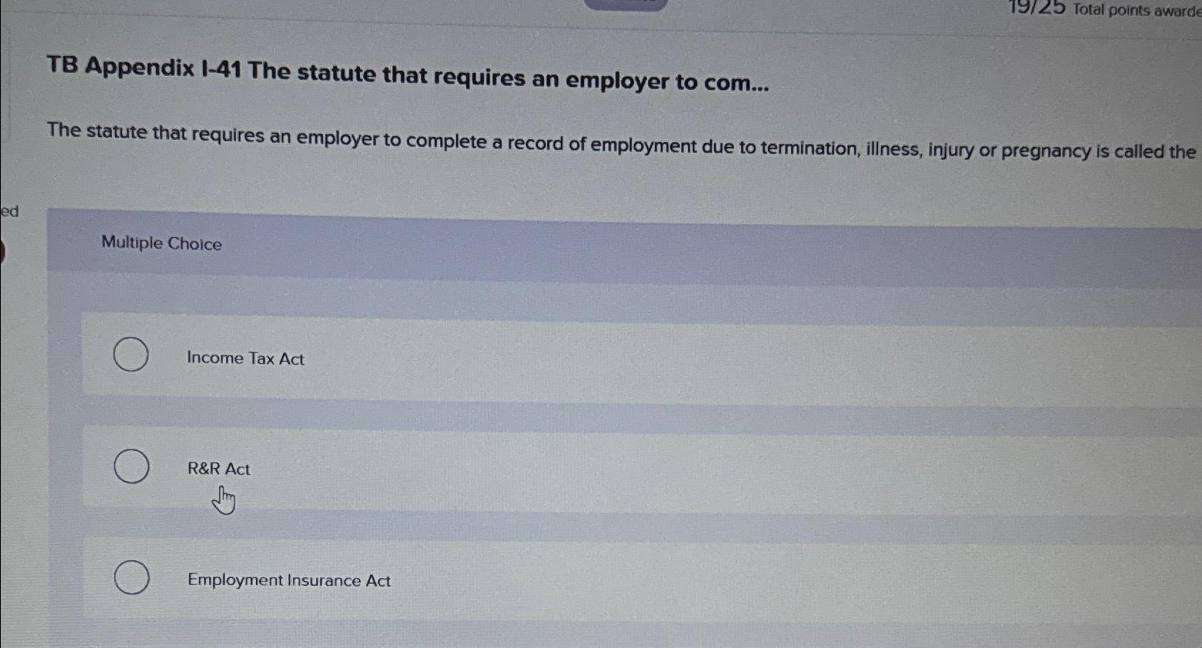  1925 Total points awarde TB Appendix 1-41 The statute that requires