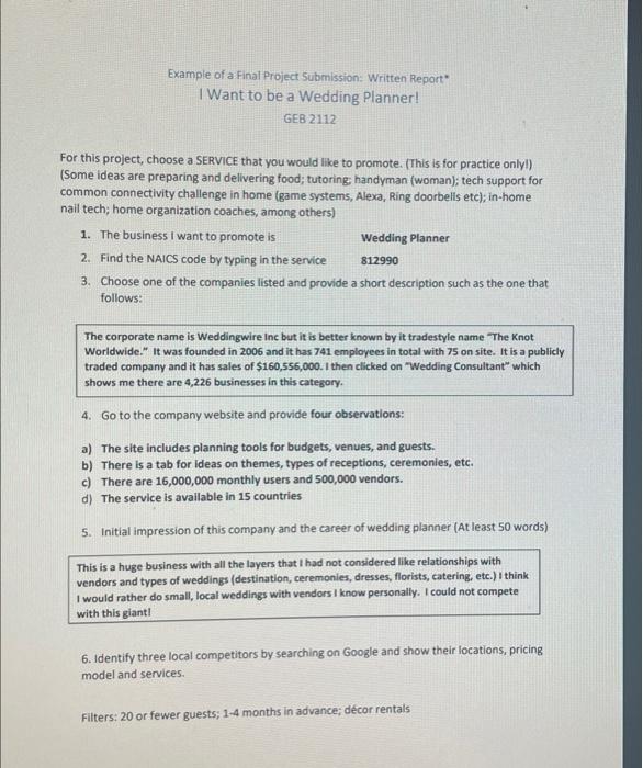 Final Project Help 1. Identify the restaurant. 2. Identify the NAICS code