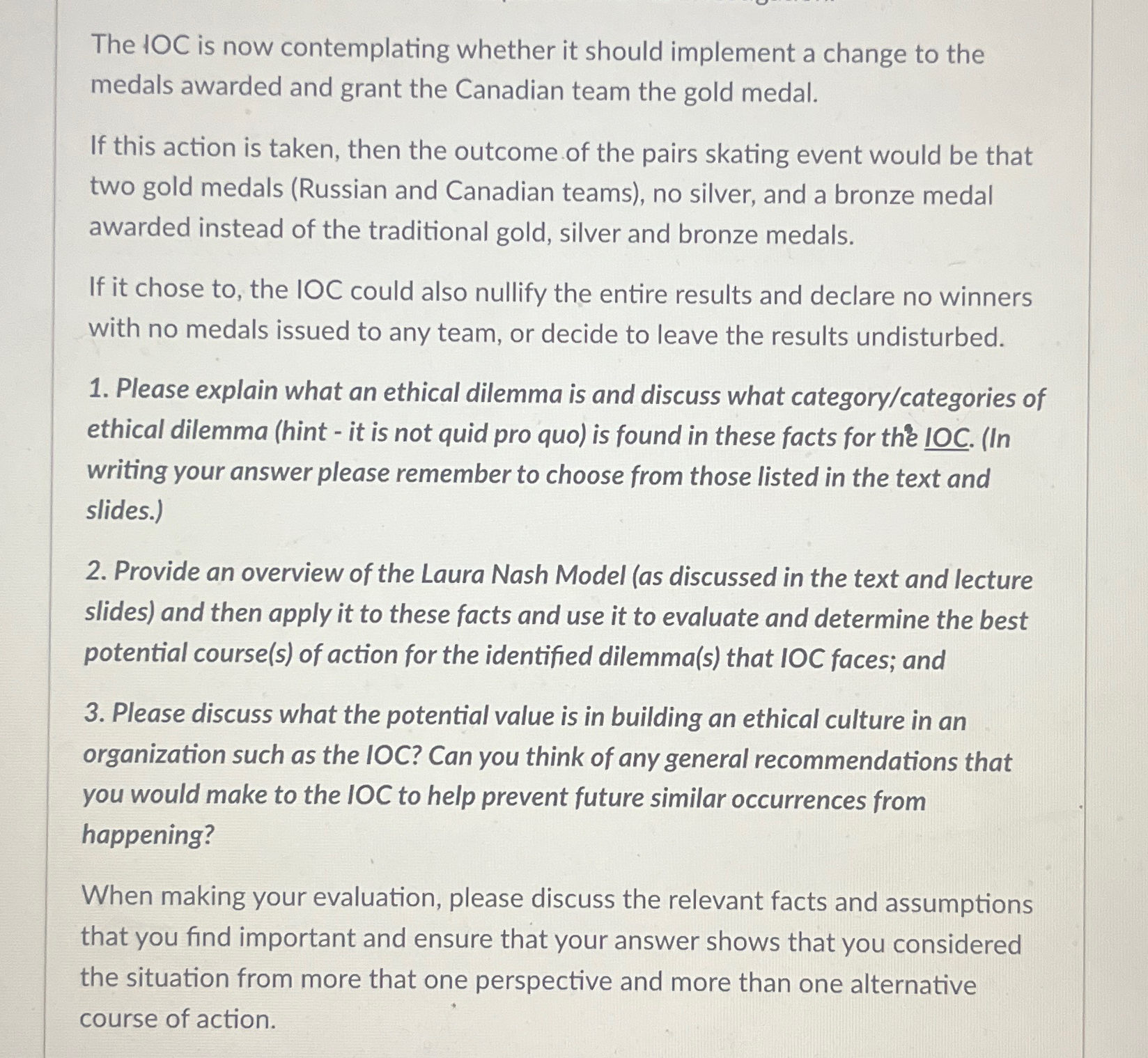  The 1OC is now contemplating whether it should implement a change