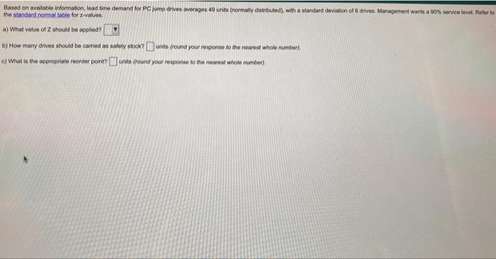  Based on avalable information, lead time demand for PC Jump drives