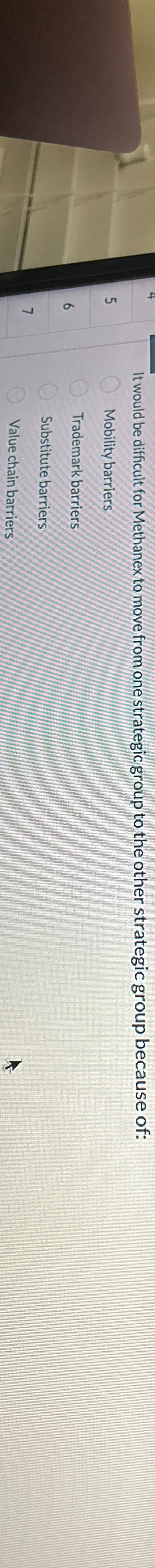  It would be difficult for Methanex to move from one strategic