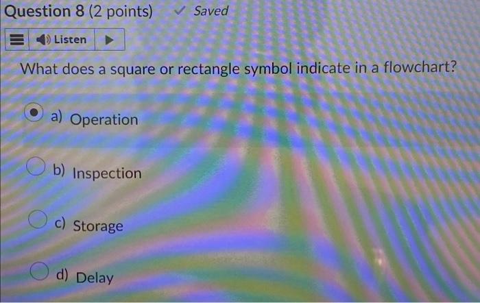  Question 8 (2 points) Saved 4) Listen What does a square