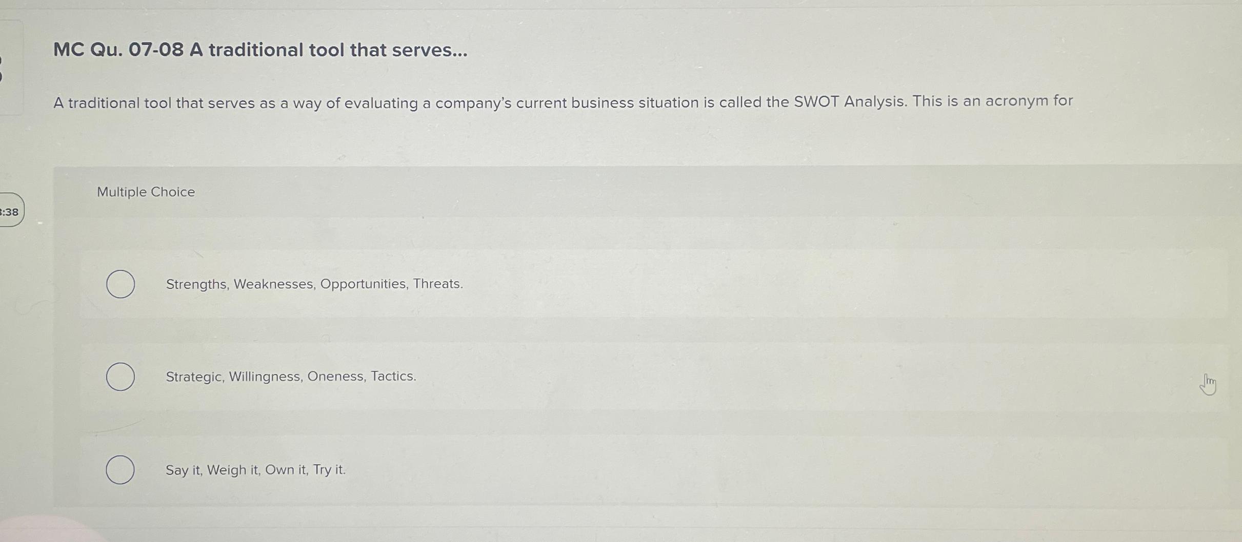  MC Qu.07-08 A traditional tool that serves... A traditional tool that