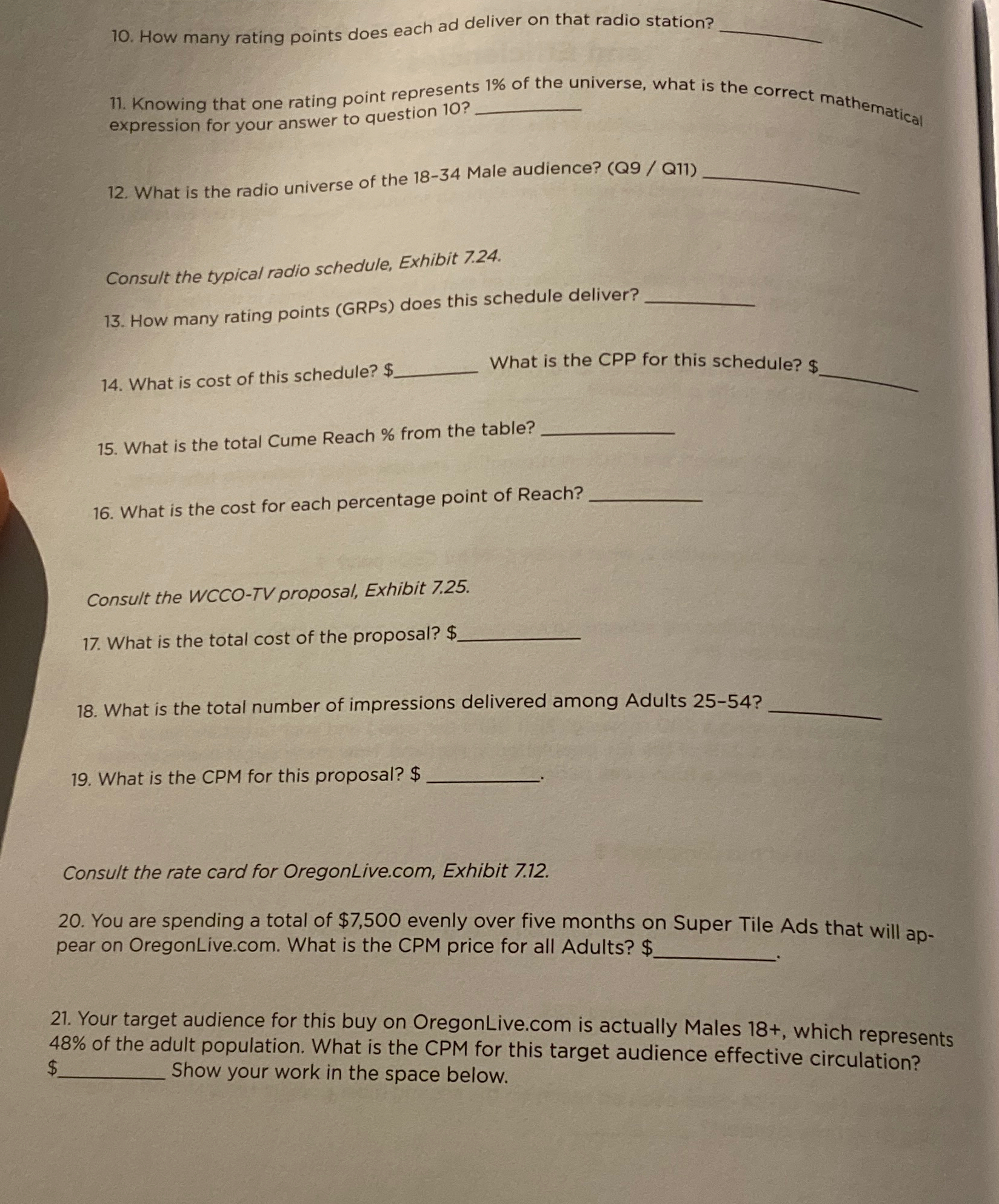  Exercise 7E: Finding Media Prices, Audiences, and Efficiencies consult the rate