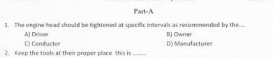  Part-A The engine head should be tightened at specific intervals as