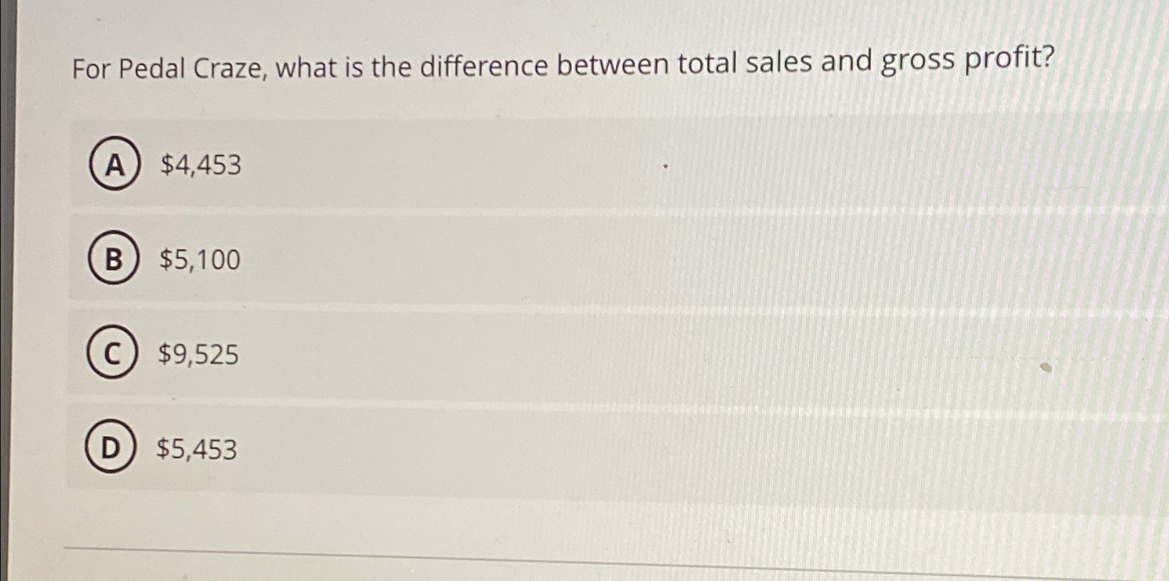  For Pedal Craze, what is the difference between total sales and