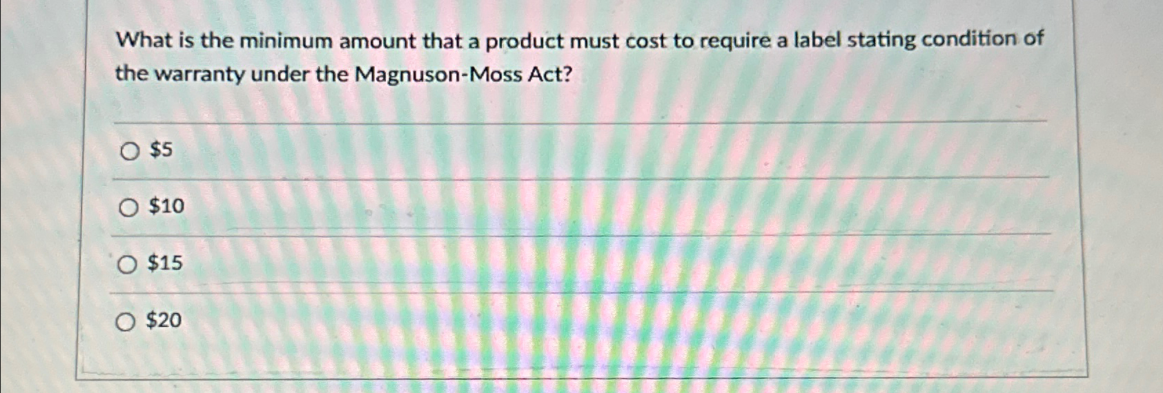  What is the minimum amount that a product must cost to