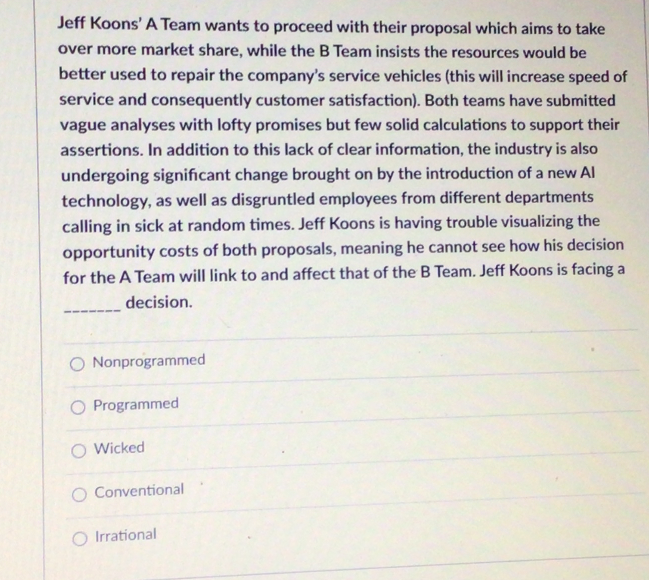  Jeff Koons' A Team wants to proceed with their proposal which