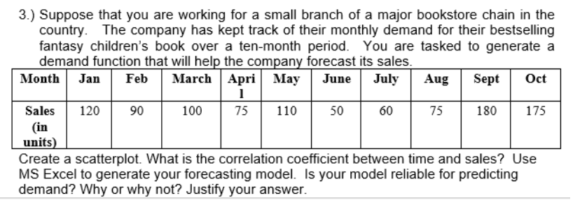  3.) Suppose that you are working for a small branch of