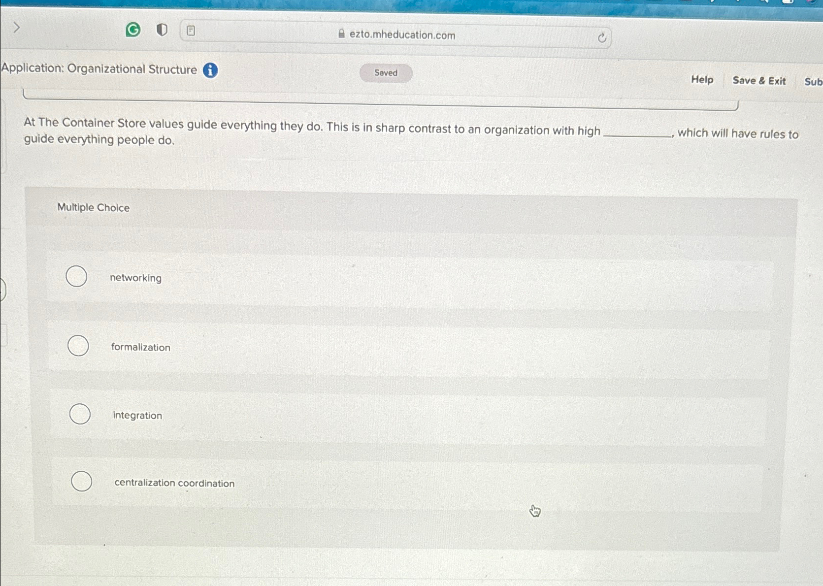  Application: Organizational Structure Help Save & Exit Sub At The Container