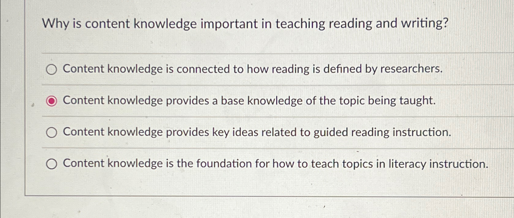  Why is content knowledge important in teaching reading and writing? Content